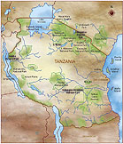 The map of National Parks in Tanzania